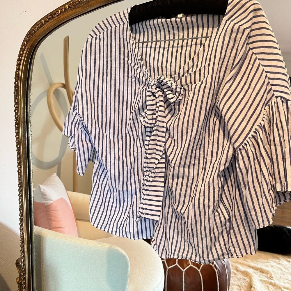 Blue blouse with bow